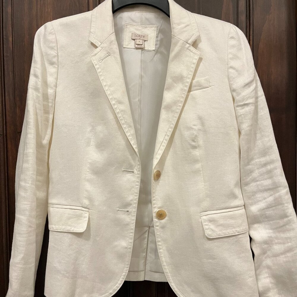 J. CREW White 100% Linen Jacket - Size 6